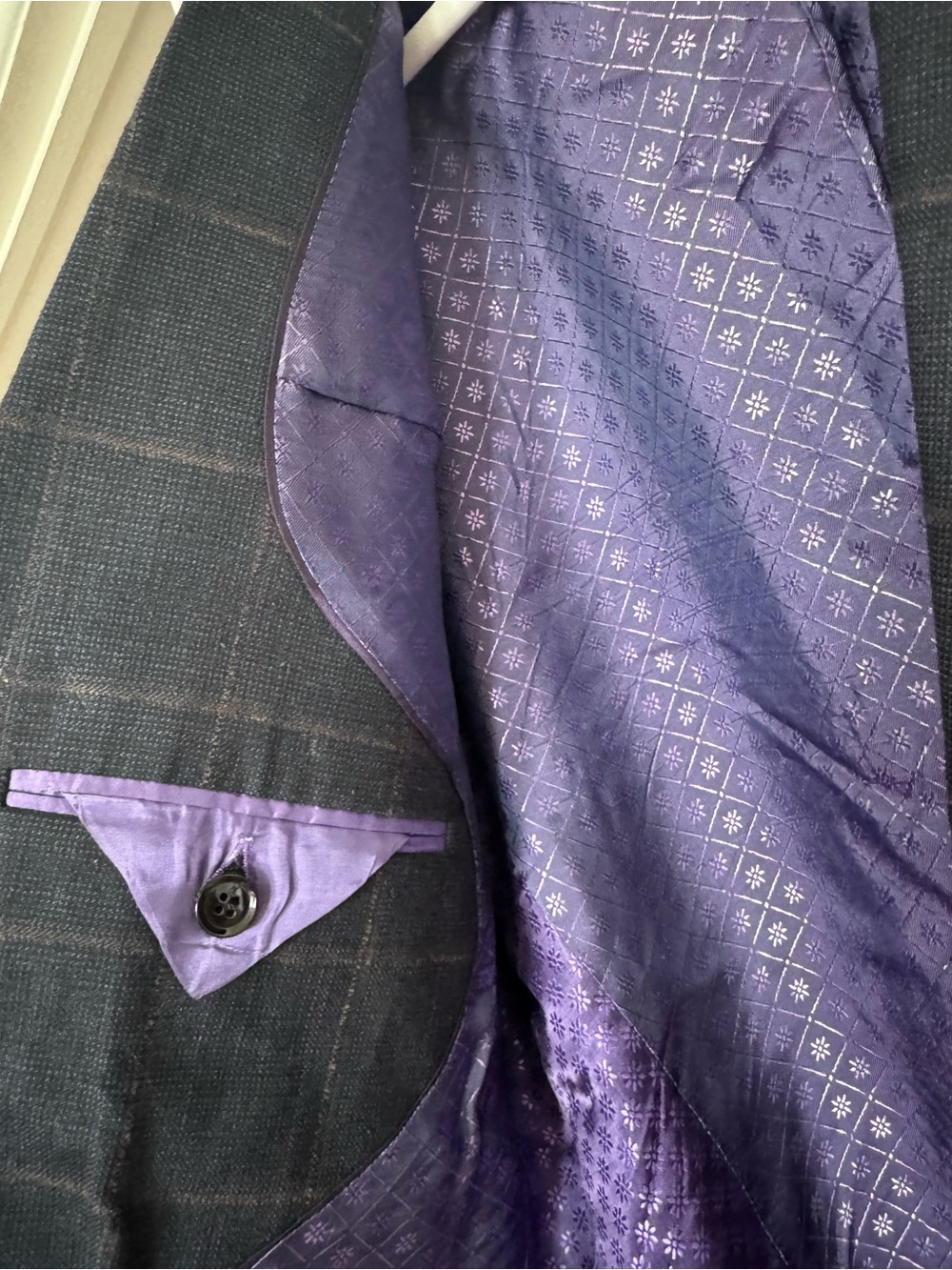 Ted Baker Men's Navy Windowpane Blazer - Classic Two-Button Suit Jacket - Picture 7 of 11